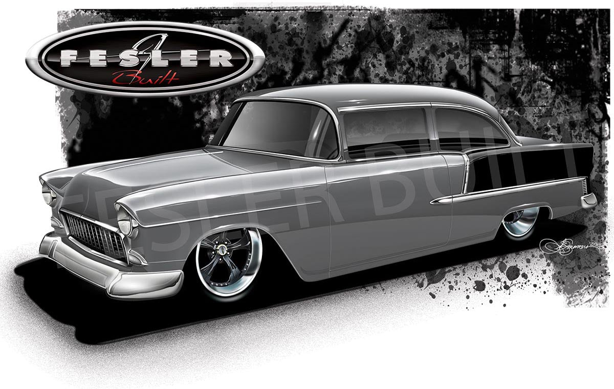 FESLER USA 1955 CHEVY GREY WHITE PRINT