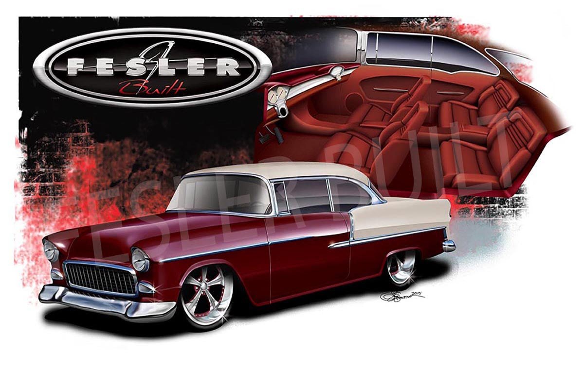 FESLER USA 1955 CHEVY RED/WHT PRINT